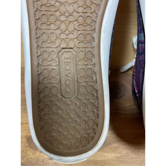 Coach Britney Women's Pink, Purple & Blue Monogram Hi Top Sneakers with Buckle A - Picture 6 of 12